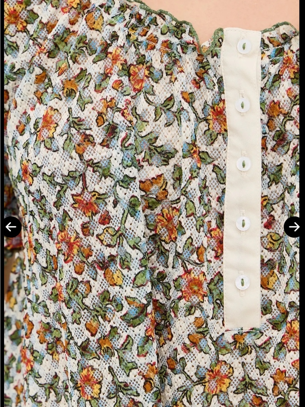 Free People Astra Peasant Top Floral Daisy Medium Summer Lightweight - Picture 7 of 8